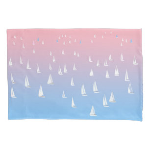 Racing sailboats in the open sea pillowcase