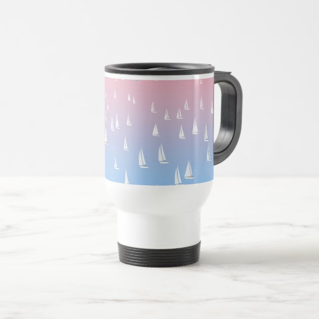 Racing sailboats in the open sea    travel mug (Front Right)