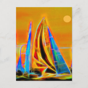 Racing Sailboats Postcard