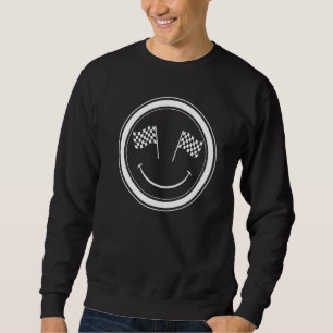 Racing Smile Racecar Chequered Flag Race Track Car Sweatshirt