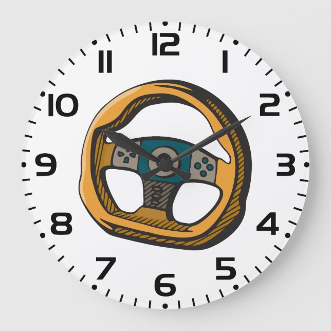 Racing Steering Wheel Controller Gamer Large Clock (Front)