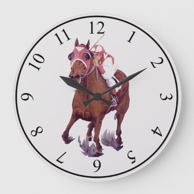 Racing Thoroughbred is the Winner Large Clock (Front)