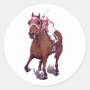 Racing Thoroughbred is the Winning Horse Classic Round Sticker