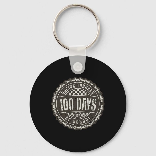 Racing Through 100 Days of School - Motorcycle Dir Key Ring (Front)