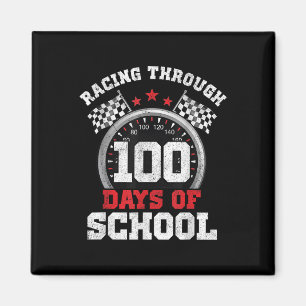 Racing Through 100 Days Of School Race Car 100th D Magnet
