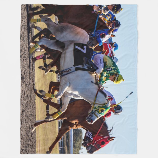 Racing to a photo finish fleece blanket (Front)