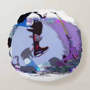 Racing To Scoot - Stunt Scooter   Round Cushion