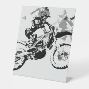 Racing to Win - Motocross Racers Pedestal Sign