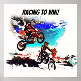 Racing To Win - Motocross Racers Poster