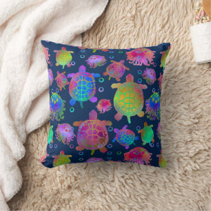 Racing with Turtles in the Ocean Depths Cushion