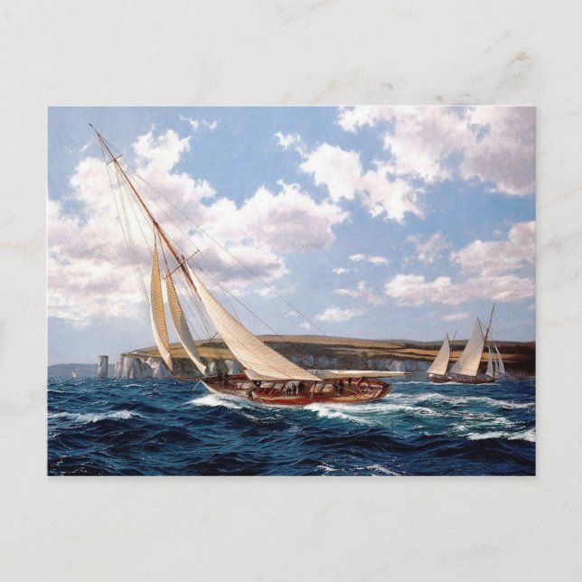 Racing yachts off the Isle of Wight Postcard (Front)