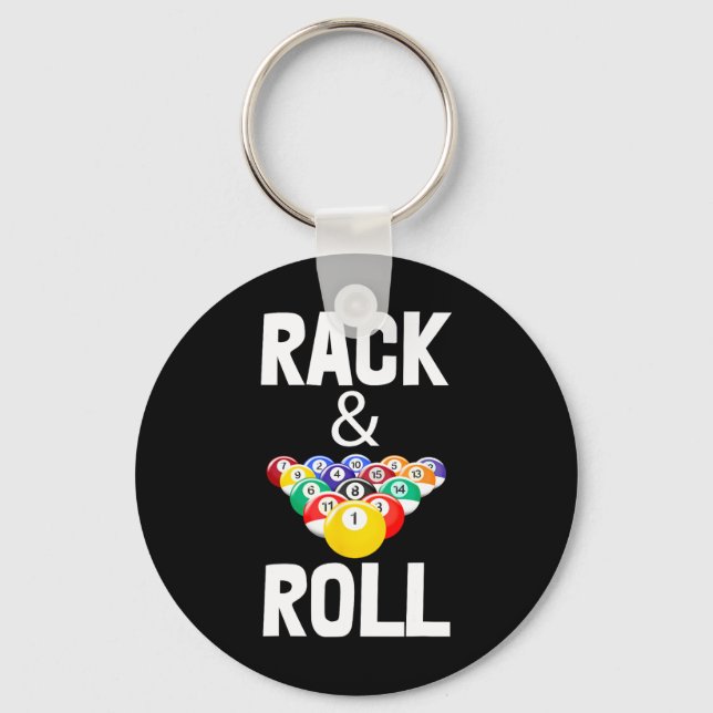 Rack &amp; Roll Tee Shirts Cool Billiard Ball Tees Key Ring (Front)