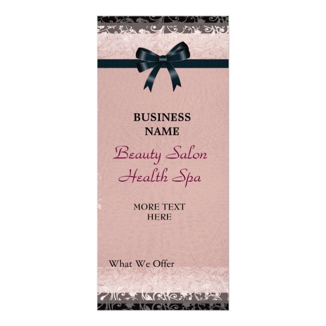 Rack Card Antique Old Paper Pink Black Bows (Front)