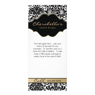 Rack Card Damask Beige Floral Salon Spa Fashion