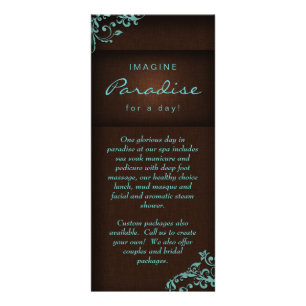 Rack Card Floral Linen Salon Spa Blue Brown