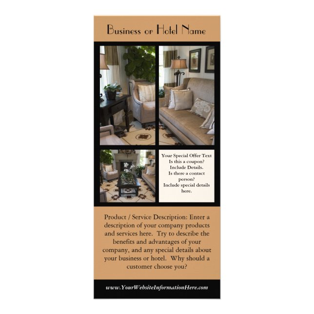 Rack Card Template, Hotels, Businesses, Restaurant (Front)