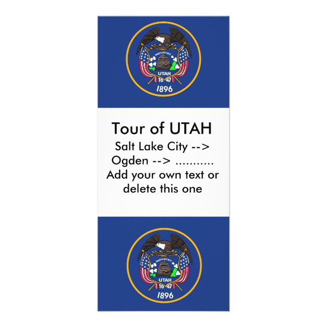 Rack Card with Flag of Utah, U.S.A. (Front)