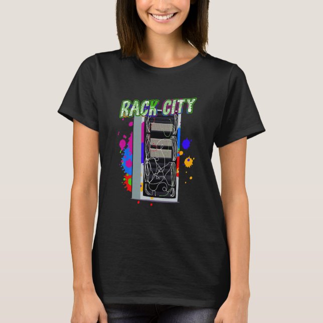 Rack City Network Server Rack Network Setup Engine T-Shirt (Front)