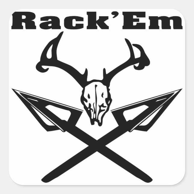 Rack’em Deer Skull & Arrows Square Sticker (Front)