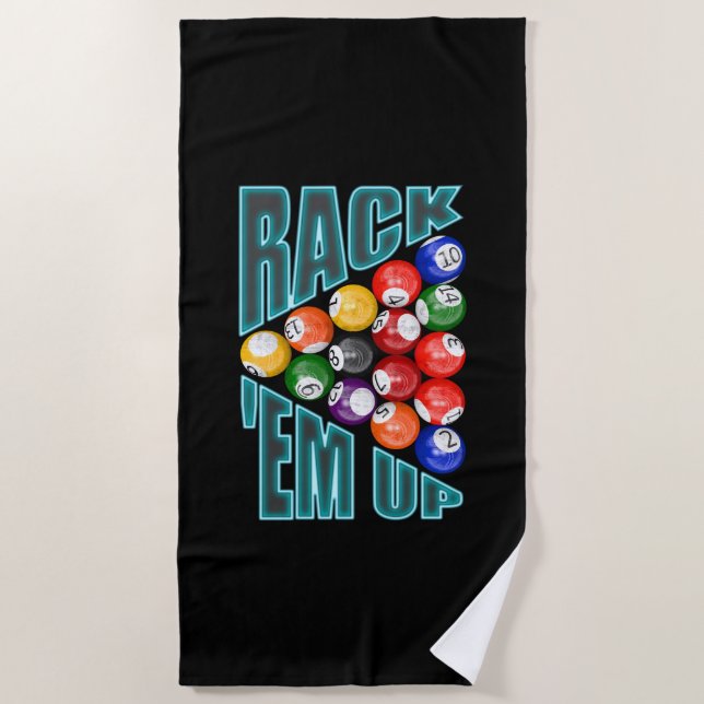 Rack’em Up Billiards Beach Towel (Front)