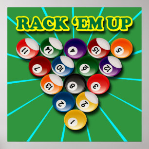 RACK EM' UP BILLIARDS POSTER