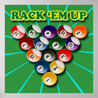 RACK EM' UP BILLIARDS POSTER