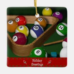 "Rack 'em up," game of billiards Ceramic Ornament