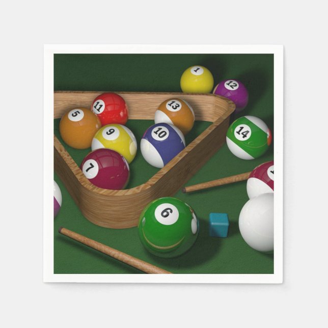 "Rack 'em up," game of billiards Napkin (Front)