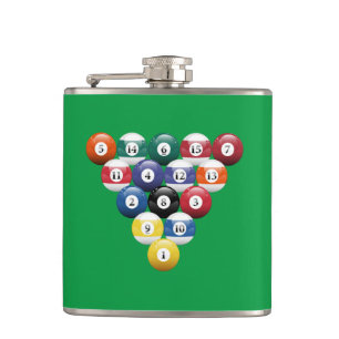 Racked Billiard Balls Hip Flask