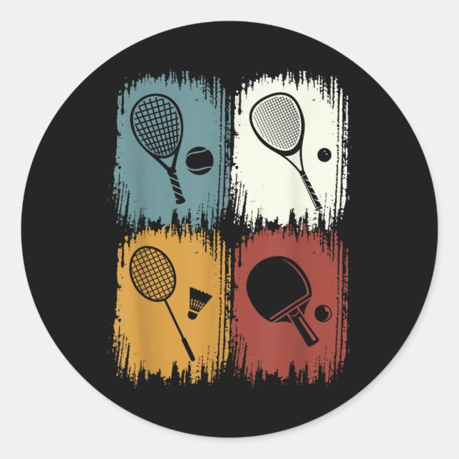 Racketlon, Tournament Sport With 4 Disciplines  Classic Round Sticker (Front)