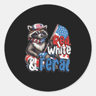 Racoon 4th Of July Patriotic Cute Red White And F Classic Round Sticker