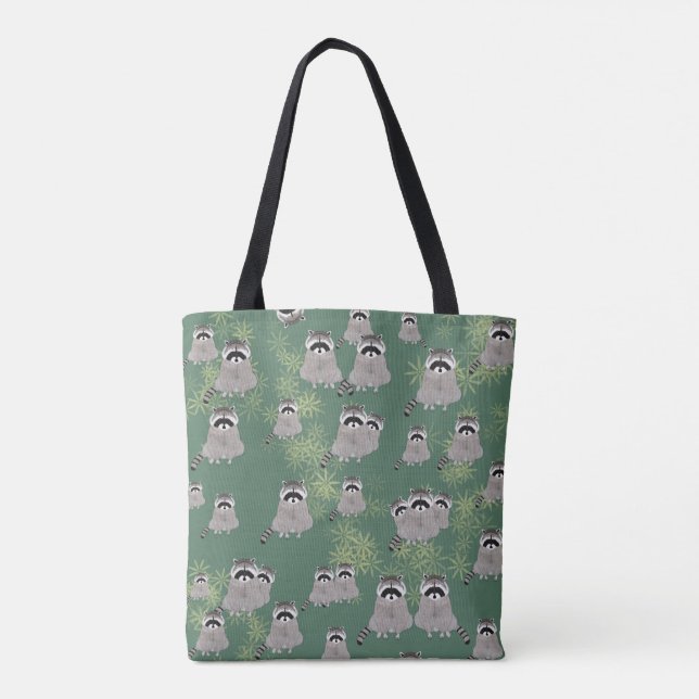 Racoon Allover Print Tote Bag (Back)