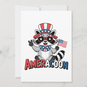 Racoon Americoon Patriotic 4TH of july America Invitation