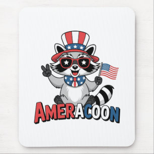 Racoon Americoon Patriotic 4TH of july America Mouse Pad