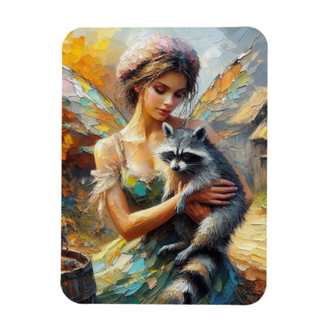 Racoon and a Fairy Magnet (Vertical)