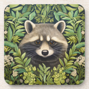Racoon and foliage art nouveau style coaster