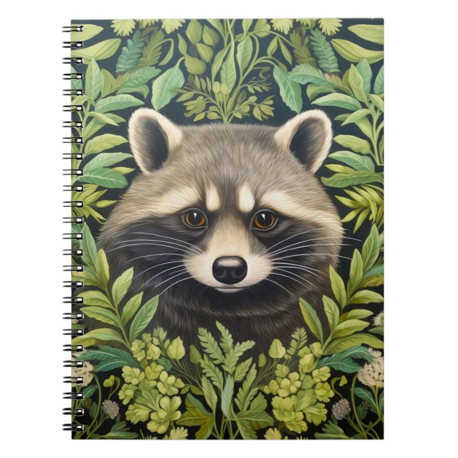 Racoon and foliage art nouveau style notebook (Front)