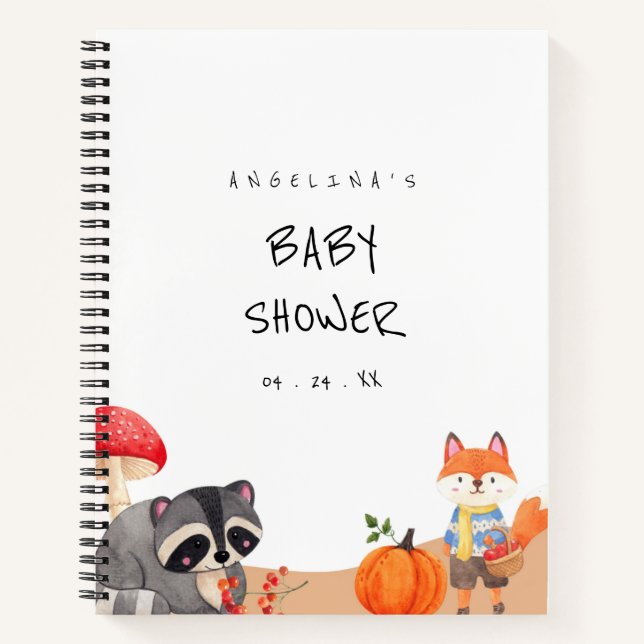 Racoon And Fox Baby Shower Gift List Notebook (Front)