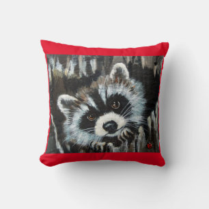 racoon and lady bug pillow