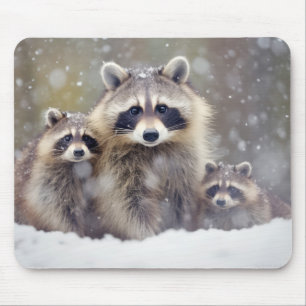 Racoon Animal Family Wandering Nature Mouse Pad