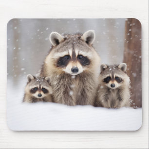 Racoon Animal Family Wandering Nature  Mouse Pad