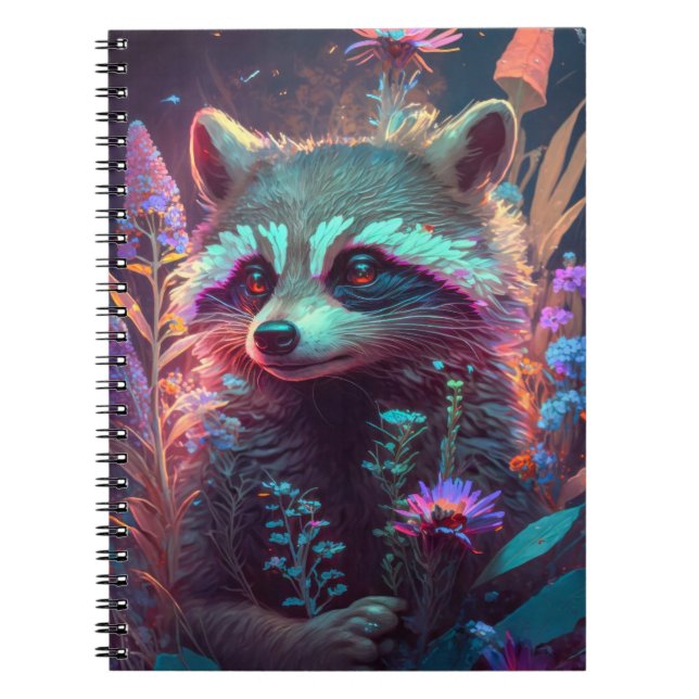 Racoon Animal Portrait Painting Wildlife Outdoors Notebook (Front)