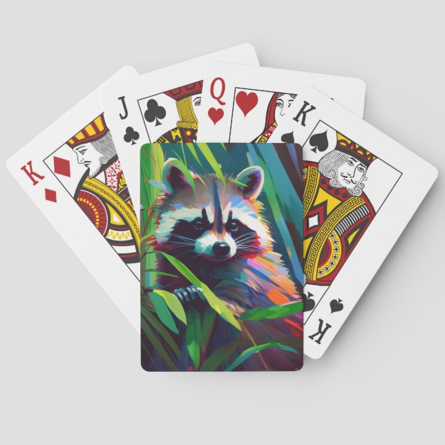 Racoon Animal Portrait Painting Wildlife Outdoors Playing Cards (Back)