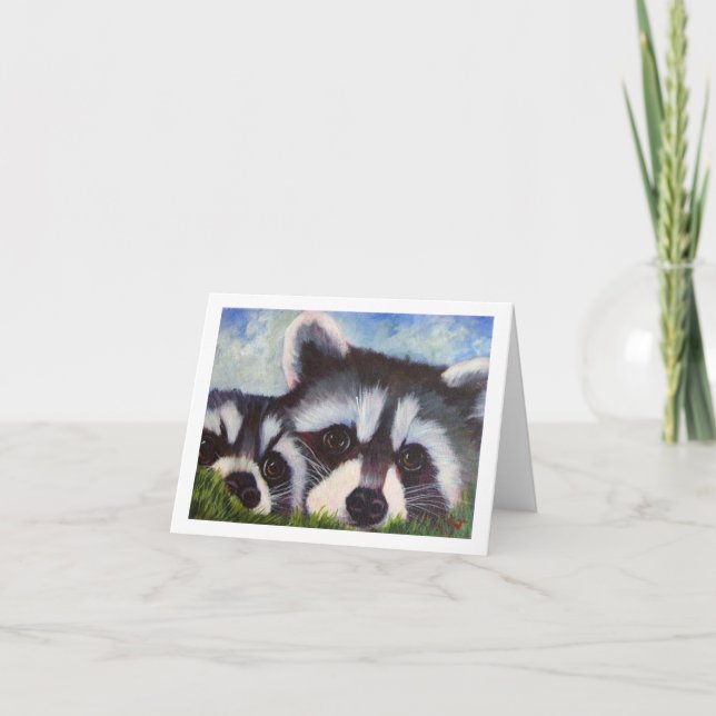 racoon art blank notecards (Front)