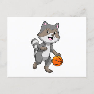 Racoon as Basketball player with Basketball Postcard