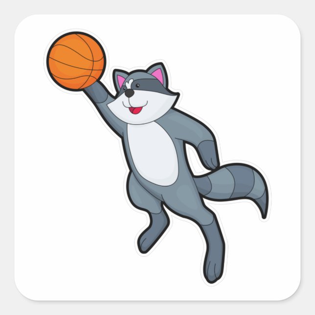 Racoon as Basketball player with Basketball Square Sticker (Front)