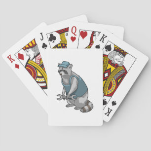 Racoon as Craftsman with Wrench Playing Cards