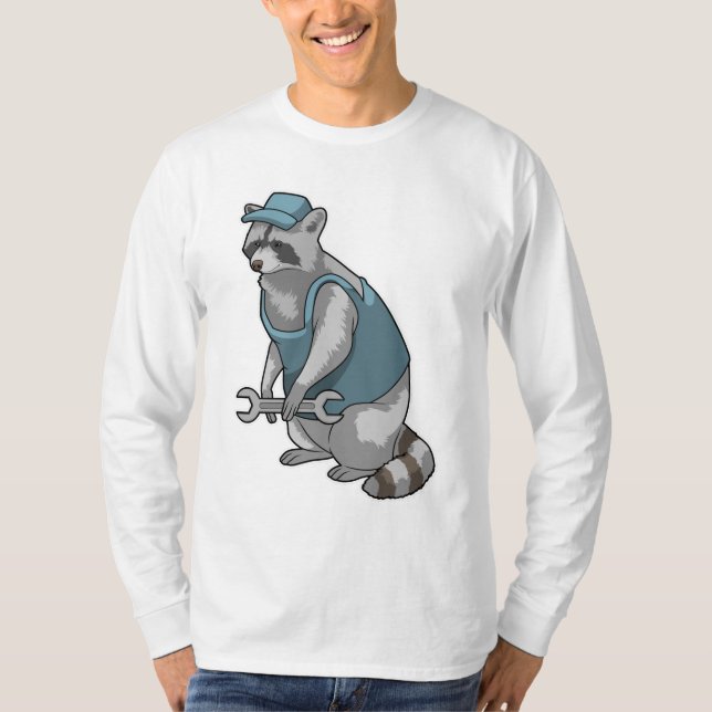 Racoon as Craftsman with Wrench T-Shirt (Front)