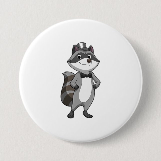 Racoon as Groom with Tie 7.5 Cm Round Badge (Front)