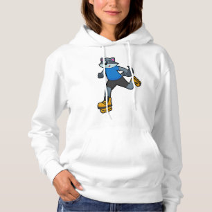 Racoon as Skater with Inline skates Hoodie